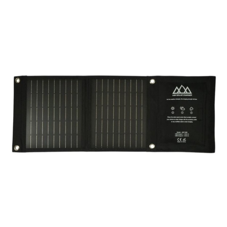 Ładowarka solarna turystyczna panel słoneczny 14W podwójne USB wyjście 5V/2.1A