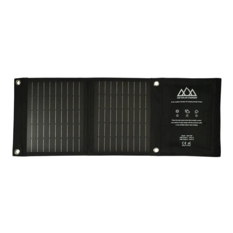 Ładowarka solarna turystyczna panel słoneczny 14W podwójne USB wyjście 5V/2.1A