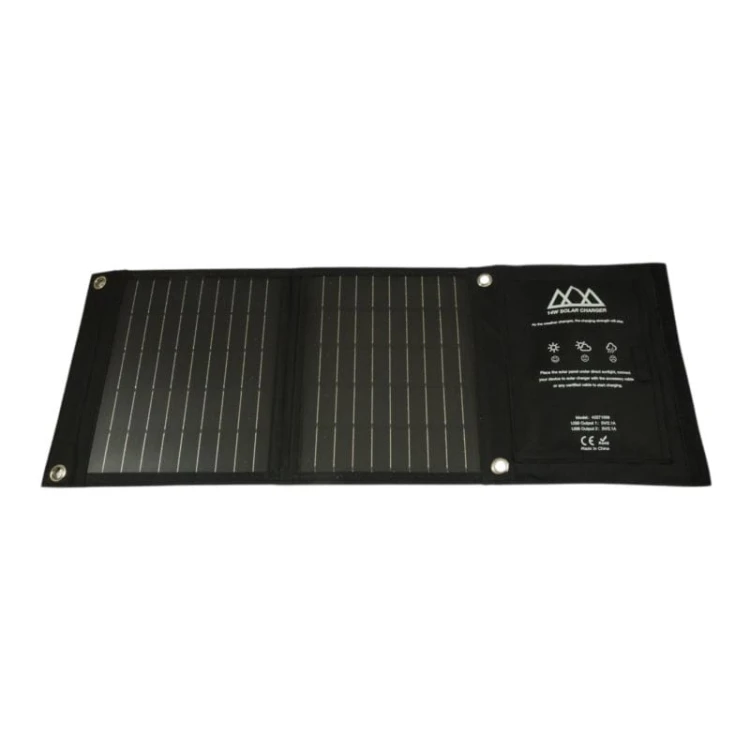 Ładowarka solarna turystyczna panel słoneczny 14W podwójne USB wyjście 5V/2.1A