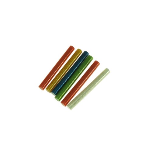 Klej do pistoletu na gorąco wkłady klejowe kolorowe z brokatem 6szt 11mm x 100mm
